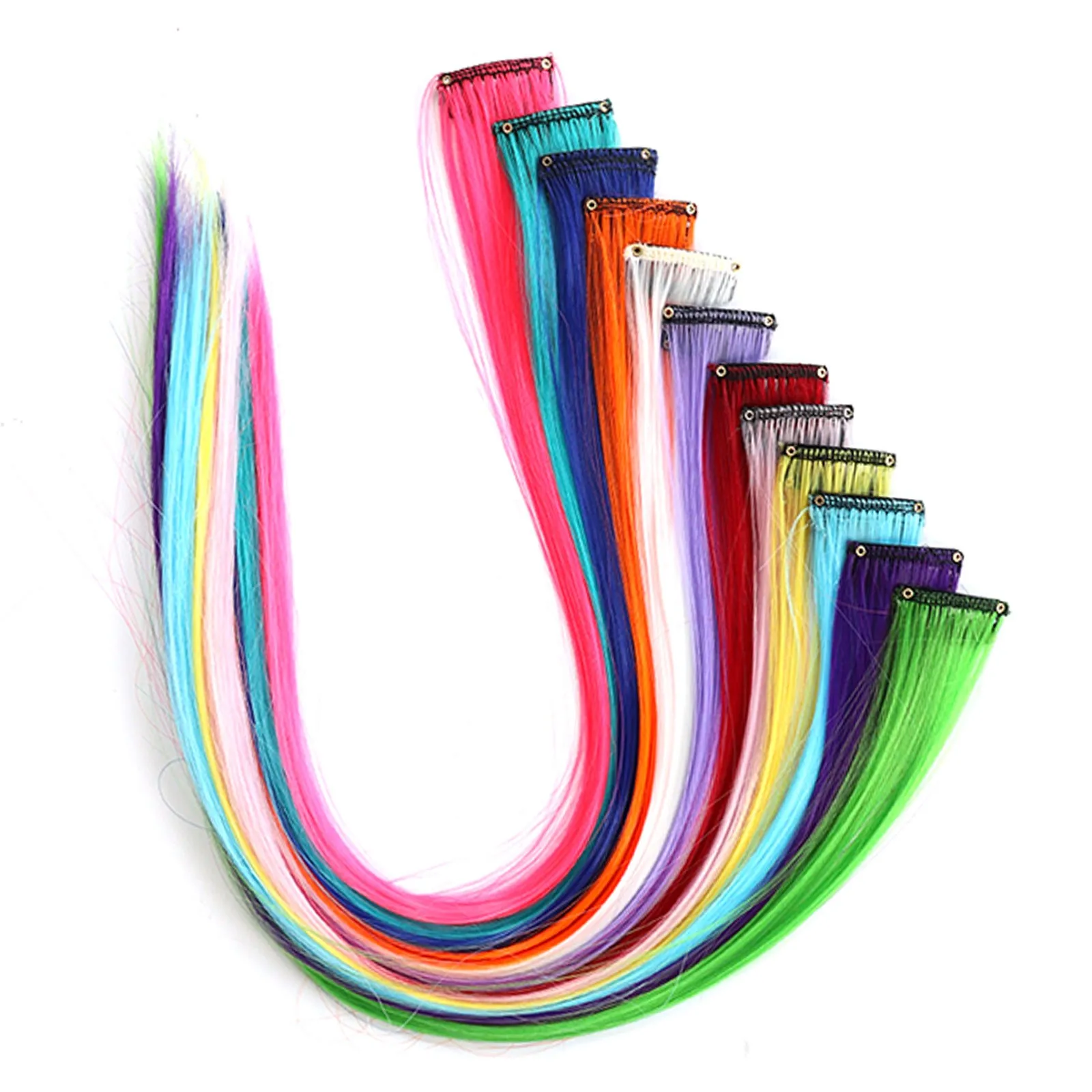 

Synthetic pieces Colored Hair Clip Rainbow Colorful Hair Accessories Temporary Women Stuffer Hair Color for Kids 1 pack of 12