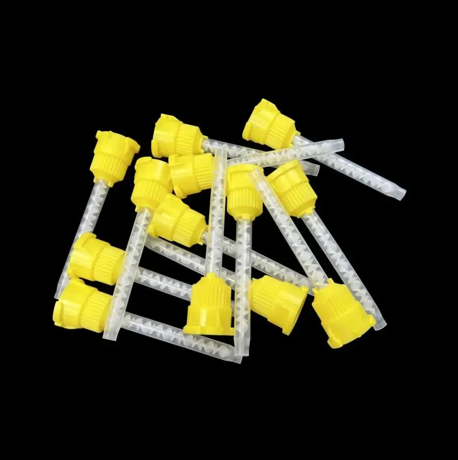 Dentistry Disposable Materials Dental Impression Mixing Tips Yellow Silicone Rubber Conveying Mixing Head Tube Nozzle Materials