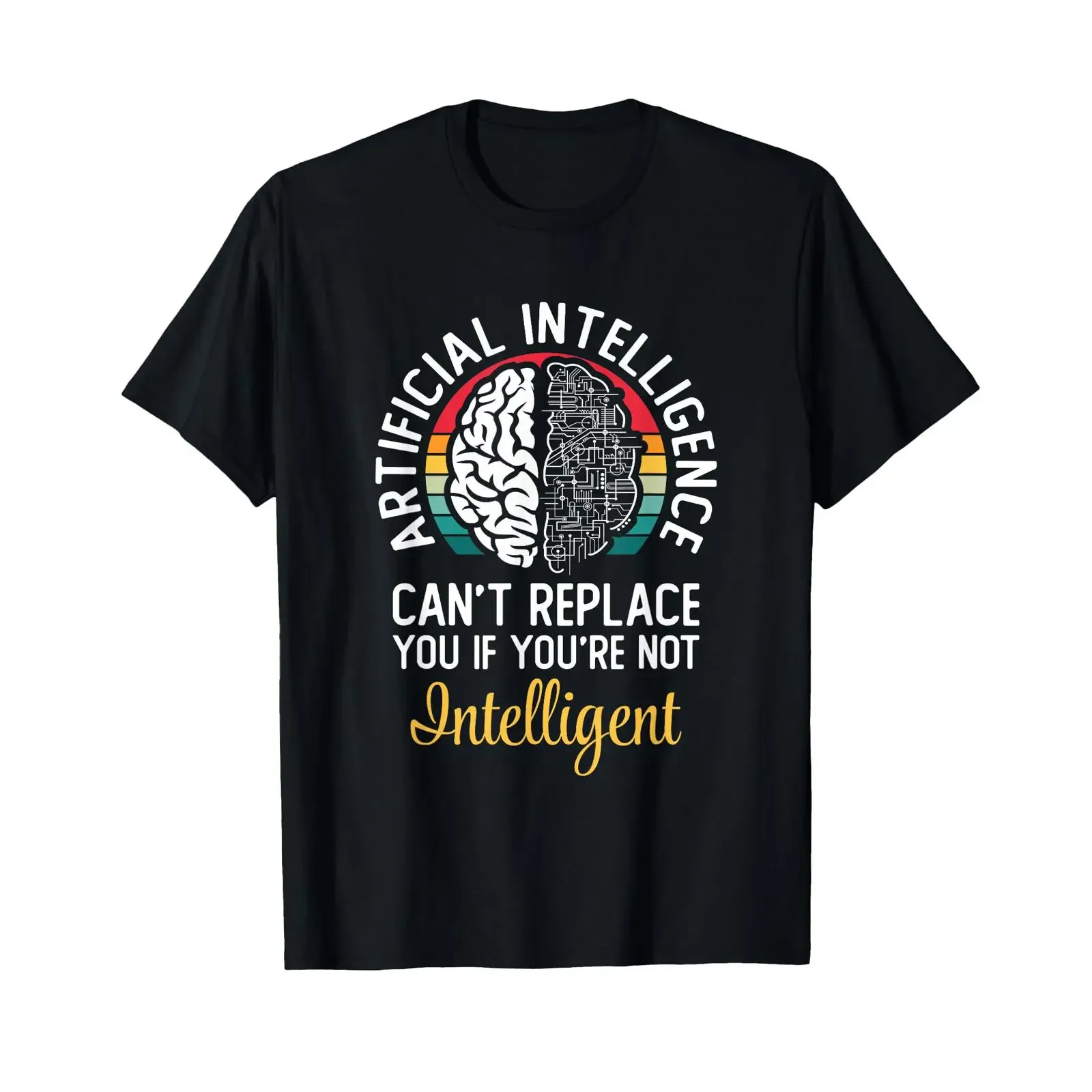 T-shirt de Développeur IA Algorithme d'Intelligence Artificielle noir, vintage, délavé, légèrement tendance, élégant, respirant, graphique