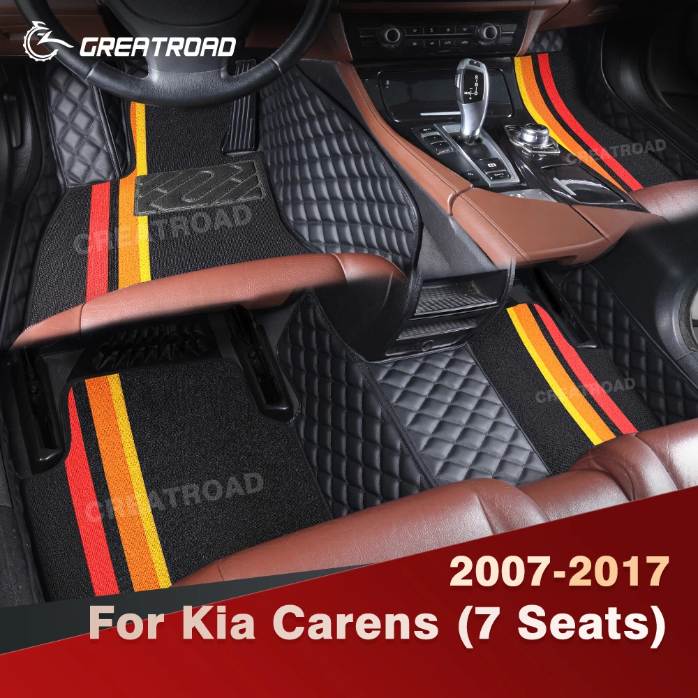 

For Kia Carens (7 Seats) 2007-2017 2016 2015 2014 2013 Double Layer Car Floor Mats Custom Auto Carpet Cover Interior Accessories