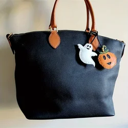 Halloween Ghost leather handbag charm Ghost purse charm Autumn backpack keychain Spooky Fall décor