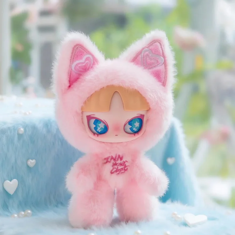 INNS Cat Inn Your Chat Series صندوق أعمى غامض منفوش Kawaii قطيفة دمية على ظهره قلادة تحصيل لعبة عصرية هدية مفاجئة