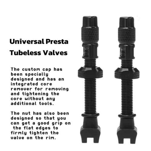 Válvulas sin cámara mtb bicicleta presta boquilla 40mm MTB carretera válvula de vacío boquilla con tapones de válvula de neumático accesorios de bicicleta