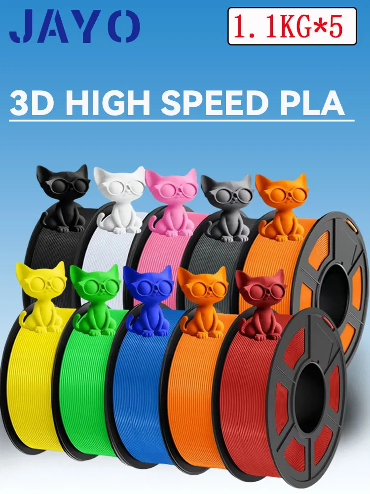 JAYO 5 rollen PLA-filament 1,75 mm hoge snelheid PLA 3D-printerfilament netjes wond 3D-printmaterialen voor FDM 1,1 kg / rol - afbeelding 2