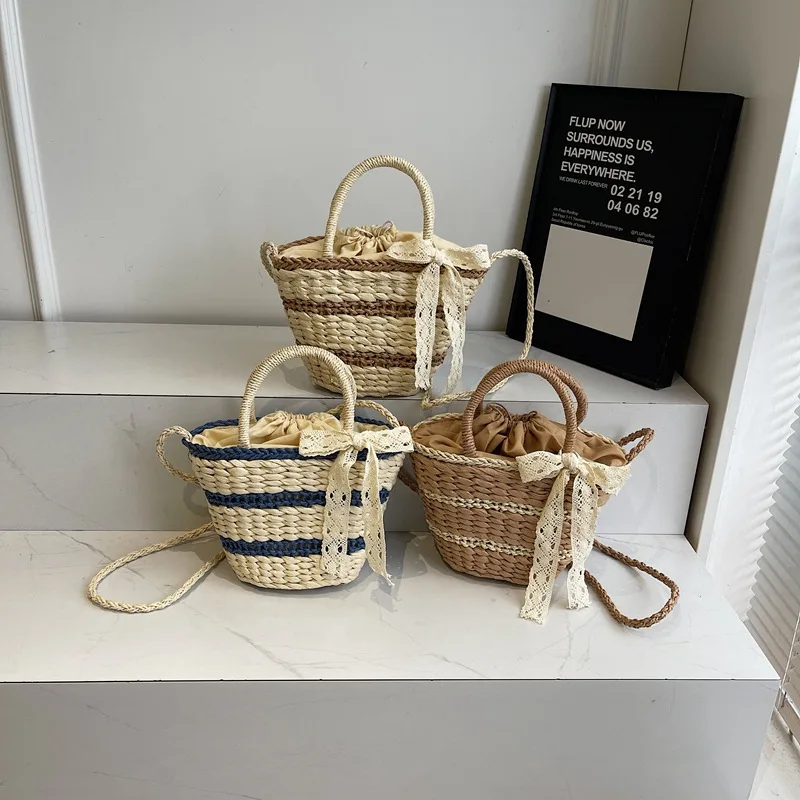 

Лето 2025 года, сумки через плечо из ротанга для женщин, тканые сумки для пляжного отдыха, женские винтажные дорожные праздничные сумки-ведра