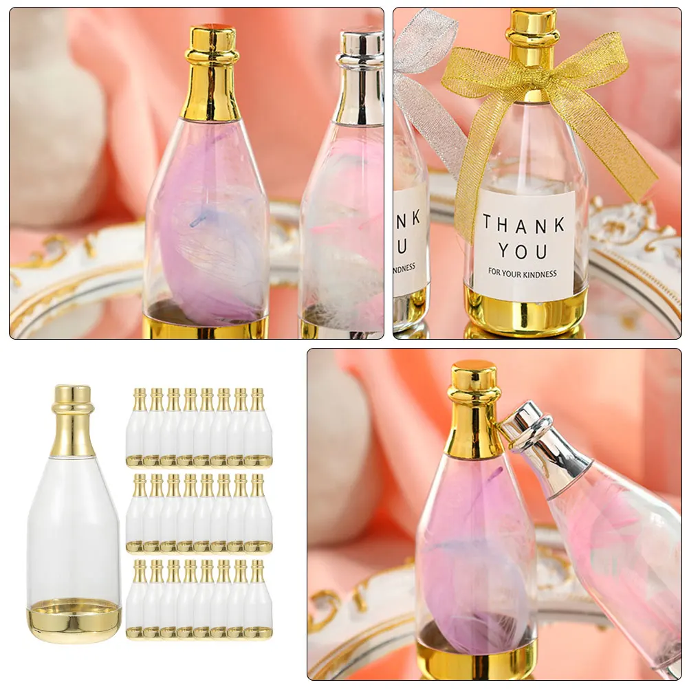 

24pcs Mini Golden Bottle Candy Boxes Decorative Containers Wedding Birthday Party Favors Adults Bulk