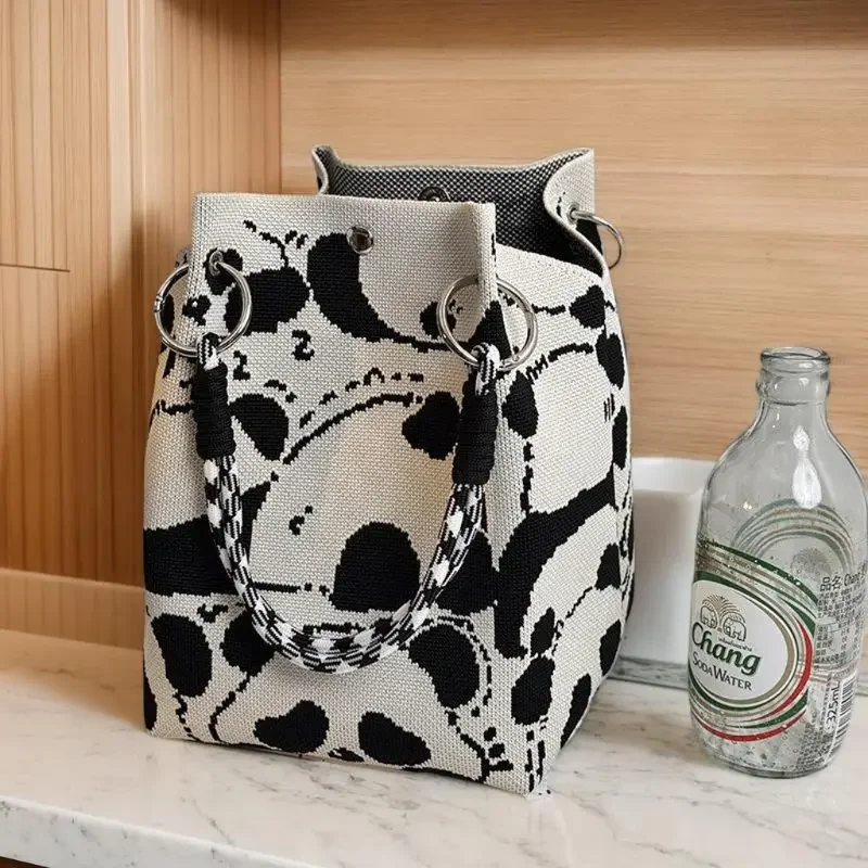 

Вязаная сумка большой емкости, повседневная портативная коробка для завтрака, универсальная повседневная ручная сумка на одно плечо