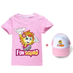 New Summer Kids Short Sleeve T-shirt game Fun squad Children's Clothing Boys Girls Clothes Cartoon Casual Cotton T-shirt +hat