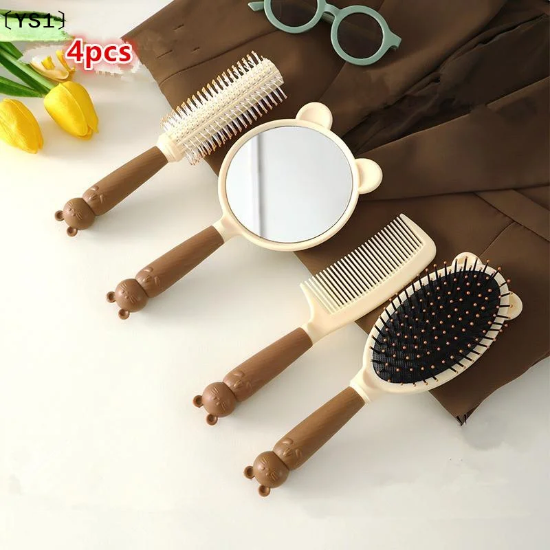 

〔YS1〕4 Piece Flat Combs Curling Combs Air Cushion Combs And Cat-Shaped Mirrors Suitable For All Hair Types A Must-Have Home Set