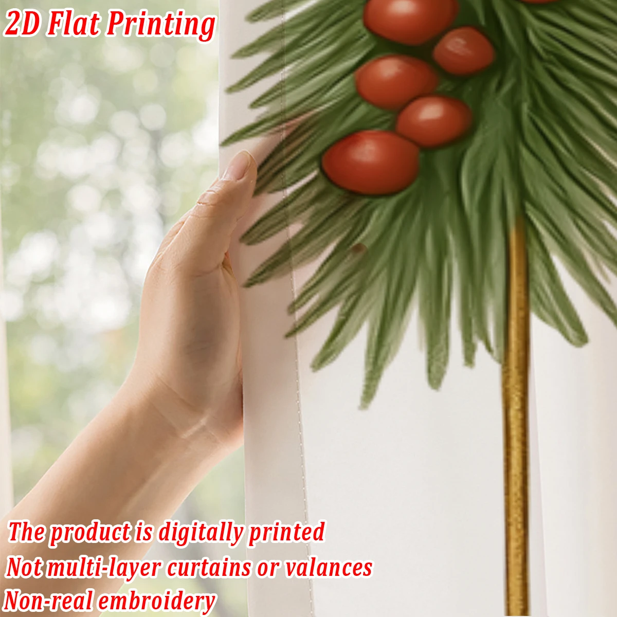 ستارة شفافة للمطبخ بطباعة مسطحة لعيد الميلاد مع كرة عيد ميلاد سعيد سانتا كلوز الرنة لحفلات ديكور المنزل في عيد الميلاد