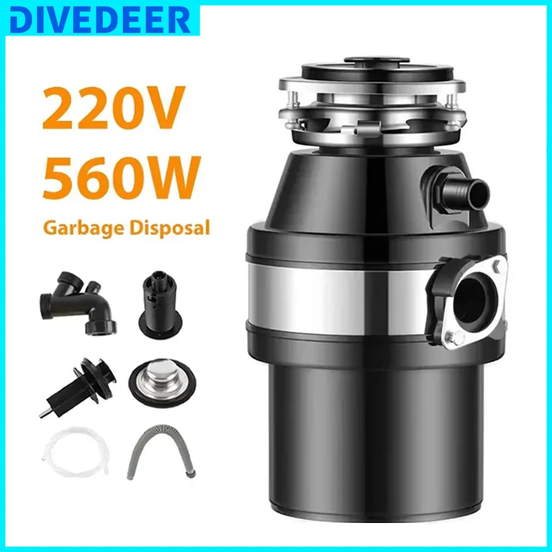 

DIVEDEER Household Food Waste Disposer 220V/560W Food Residue Pulverizer Sewer Waste Disposal Pulverizer Kitchen Sink Unit