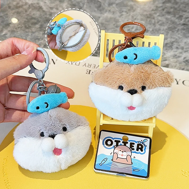 Cartoon Animals Doll Keychain Cute Otter Coin Purse Keychain Fashion Bag Hanging Decoration Kawaii Soft Stuffed Keychain Gifts