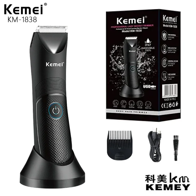 Kemei KM-1838 Multi functional Professional Men's Electric Shaver with USB Charging Base for Hair Cutting and Hair Removal