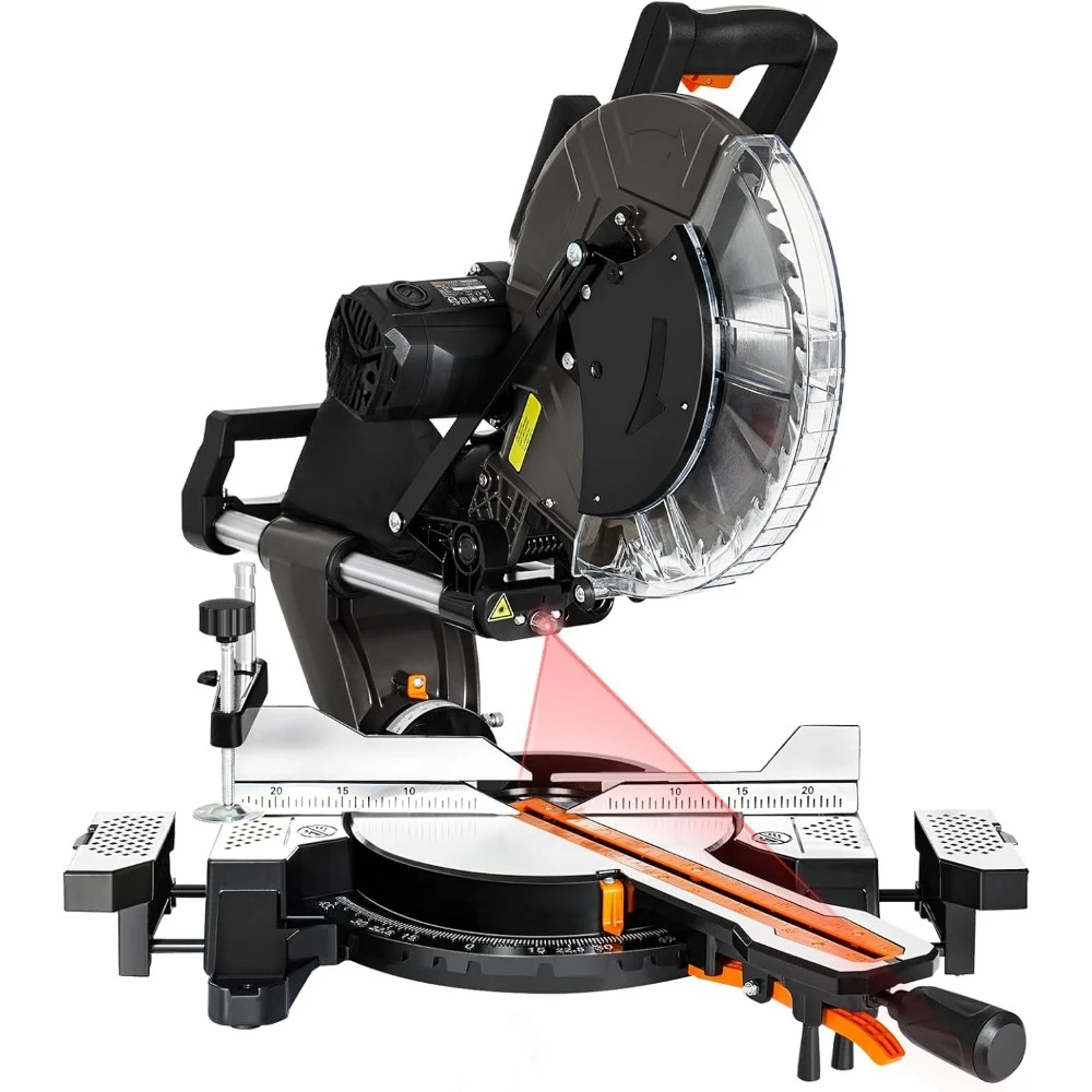 12-Inch Dual-Bevel Miter Saw, Compound Sliding Miter Saw, Ambidextrous Operation, 3800RPM, 4.2 x 13in Cutting Capacity,