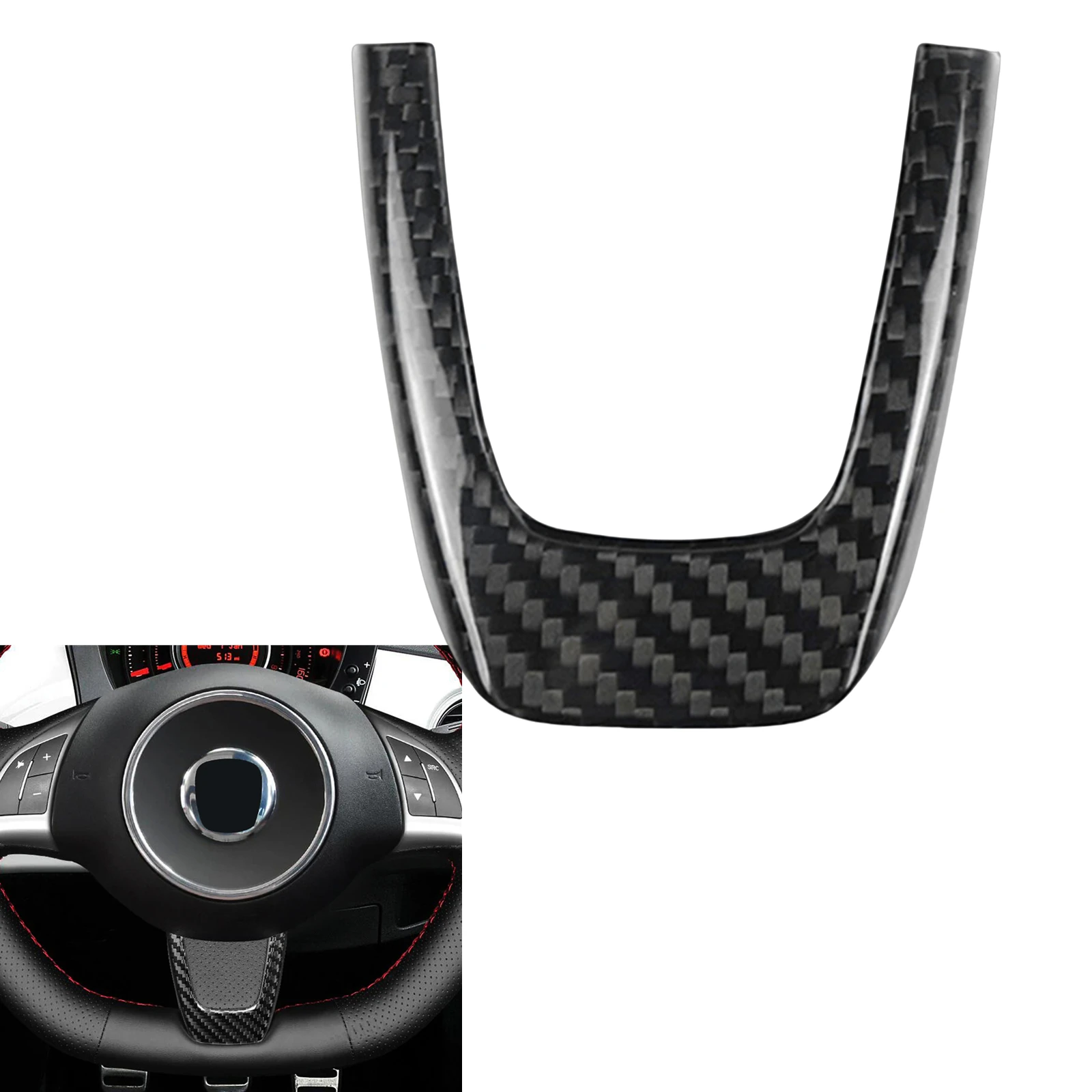 

Interior Carbon Fiber Steering Wheel Lower Center Panel Trim Cover Decorative For Fiat 500 / Abarth 595 2012-2015