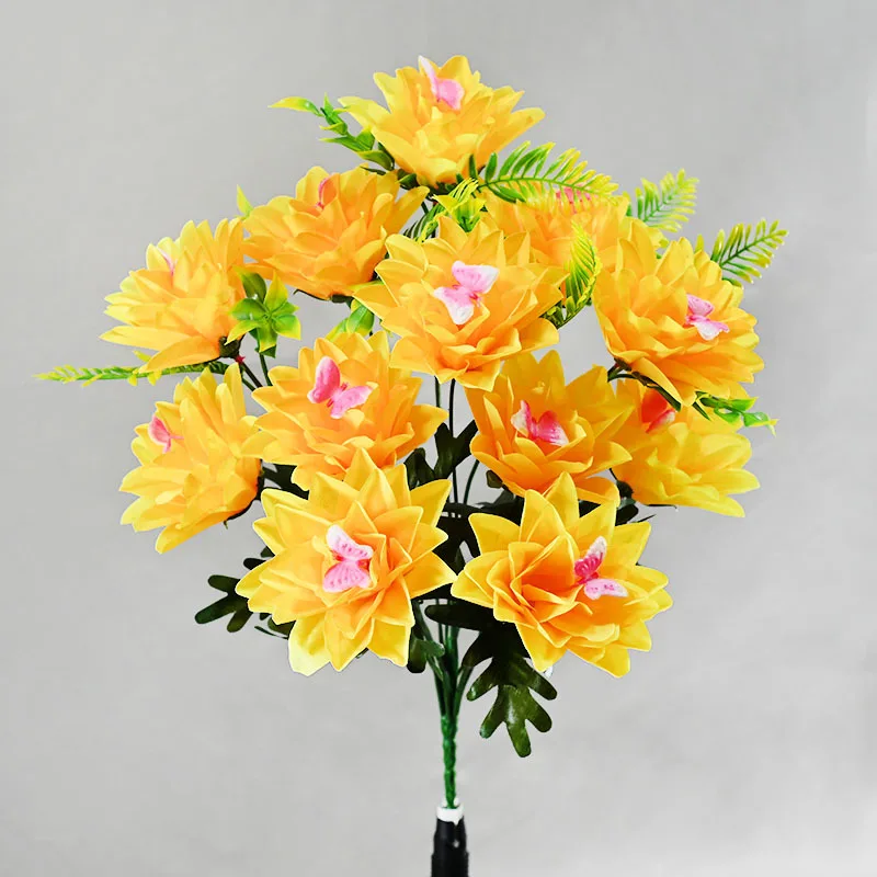 

Artificial flower bouquet 12 heads butterfly pineapple flower arrangement craft flower bed decoration floor ornaments