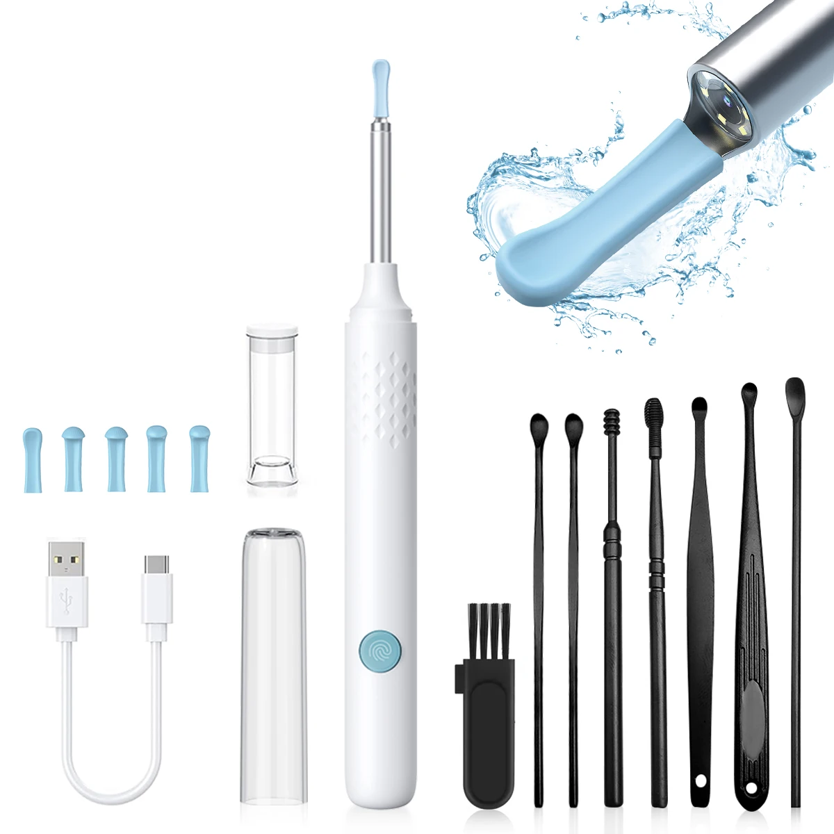

Ear visual Cleaner With Lid Wireless WIFI Smart Visual Ear Cleaner Removal Otoscope with 6 replaceable Ear Endoscope