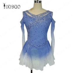 Vestido sem mangas para mulheres, strass brilhante, ballet ginástica, collant de dança, traje de performance de palco, crianças e meninas