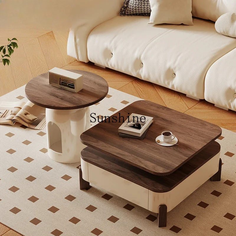 Cream style square coffee table living room home modern light luxury side table combination