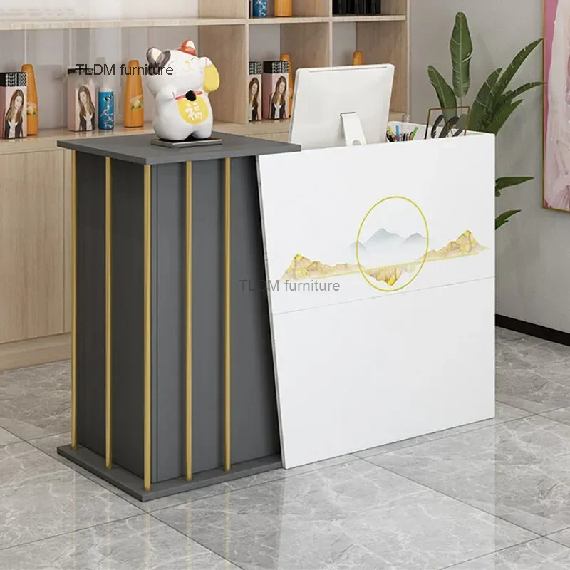 Modern wood Reception Desks Simple Supermarket Cashier Hotel Small Reception desk Beauty Salon Clothing Store checkout counter Z