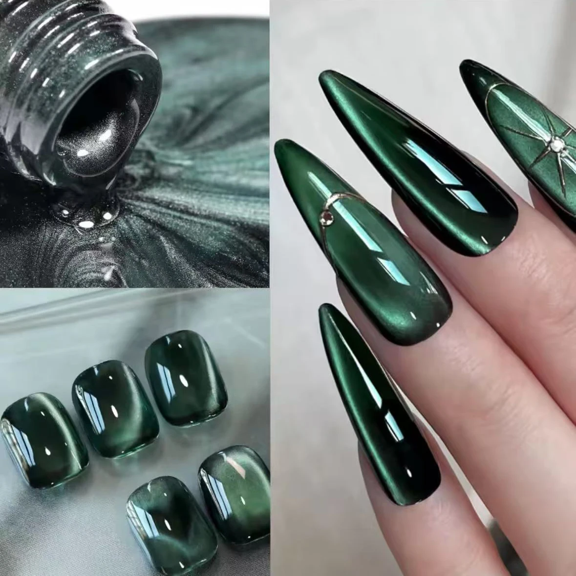 MIANEL Grünes Katzenauge-Nagel – Nail Art Emerald Green Bewertung und Preis