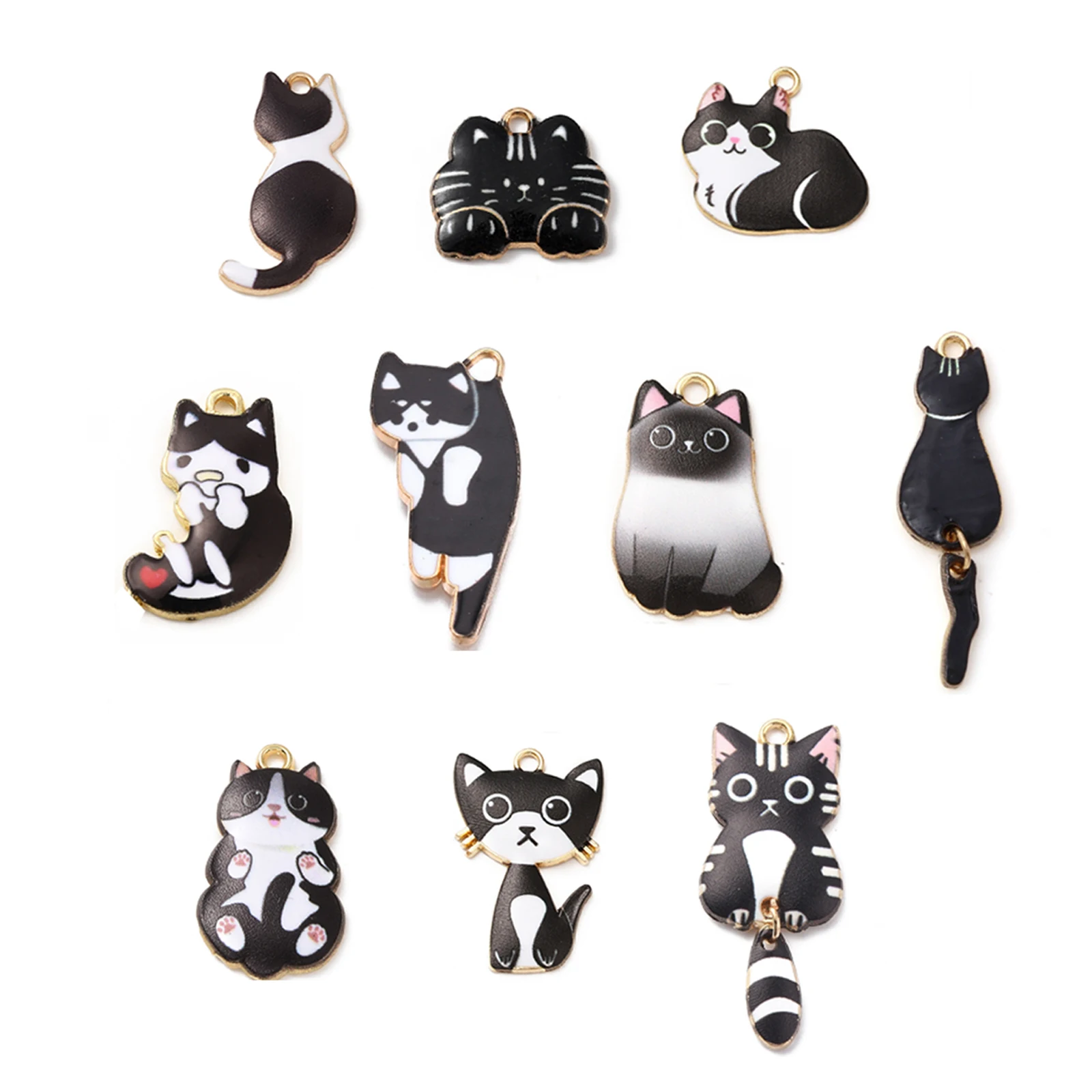 

PandaHall 20Pcs Mixed Styles Black Cat Enamel Charms Lovely Animal Pet Charms Enamel Dangle Charms for Jewelry DIY Making Crafts