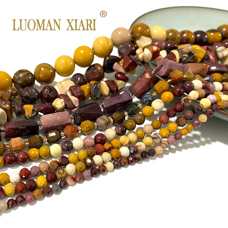 Natürliche Mookaite Stein perlen gelb runde facettierte Zylinder quadratische lose Abstands perlen für Schmuck herstellung DIY Armband Zubehör
