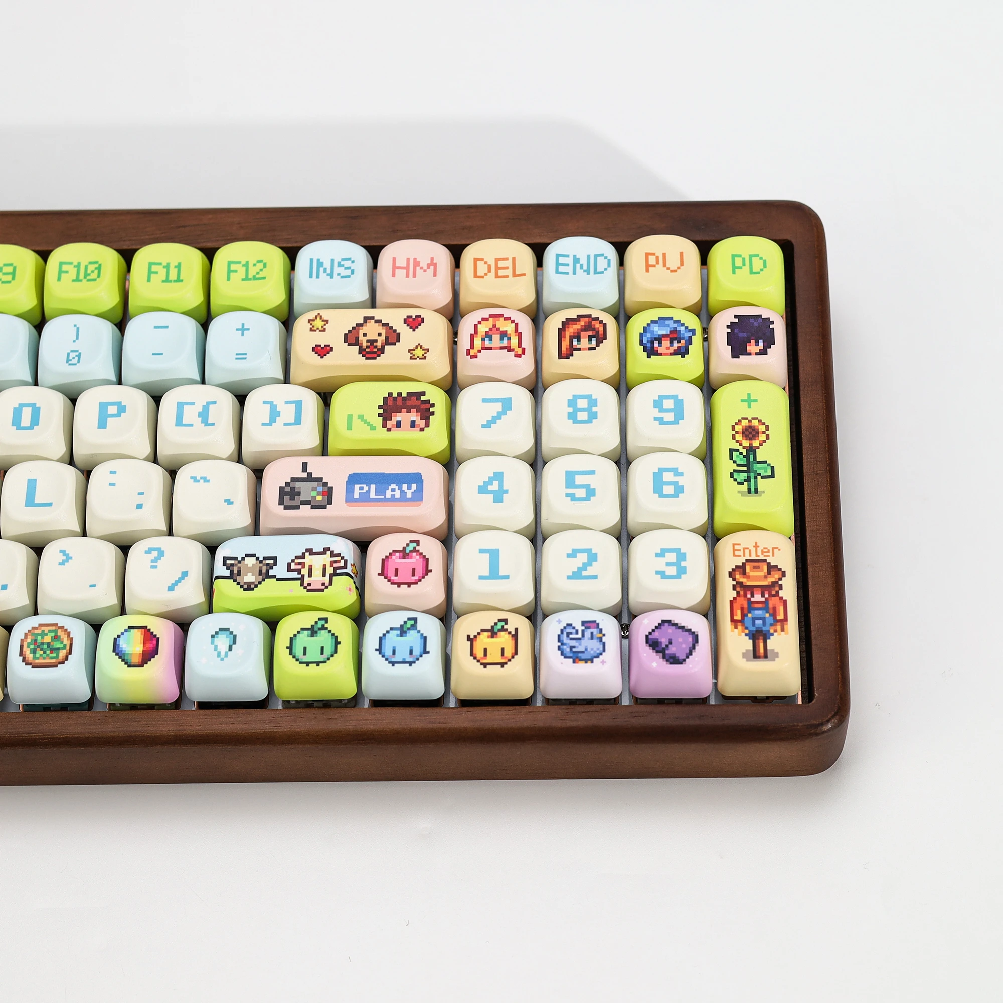 KBDiy Stardew Valley Themen-Keycaps Niedliche Anime Retro PBT KOA MOA Profil Alice ISO Tastenkappen Maßanfertigung für 60% Gamer Mechanische Tastatur – Detail 9