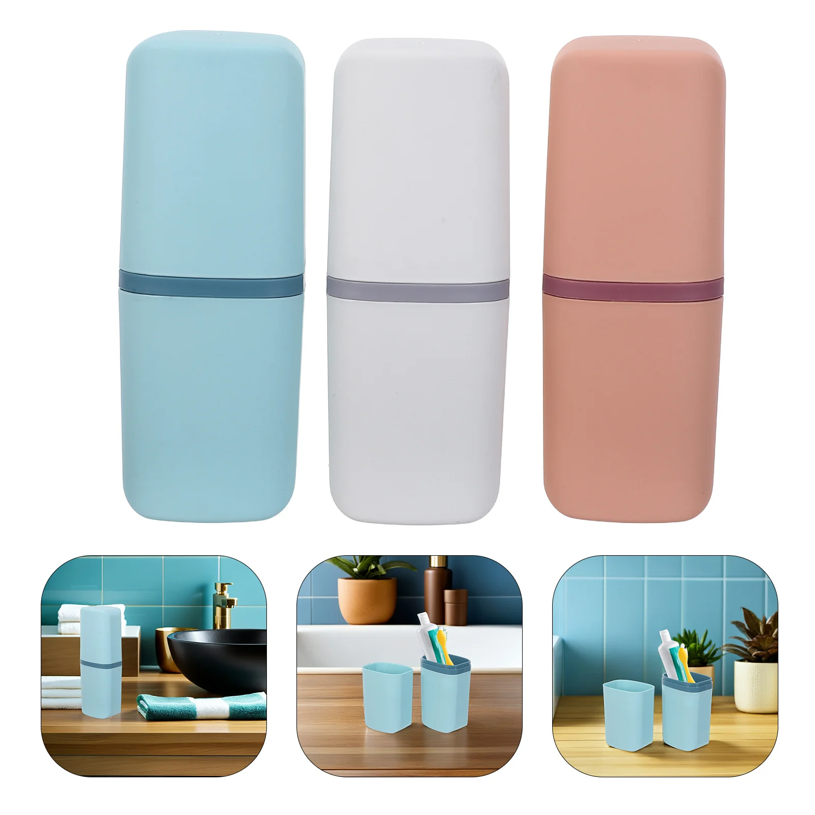 

3Pcs Travel Toothbrush Storage Box Portable Compact Toothbrush and Toothpaste Holder Leakproof Case for Camping Gym School Trips
