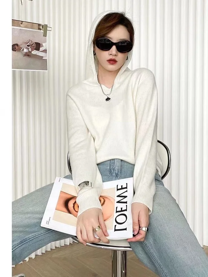 

TAN DESIGN STUDIO Woolen Hat Long Sve Base Layer Pure Color Faionable Korean Sle Women's Knitted Sweater Autumn Winter