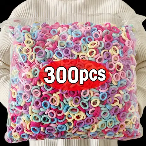 100/300pcs 어린이 탄성 헤어 로프, 소녀 Scrunchies 헤어 액세서리 세트, 선물에 이상적인 선택 Best5