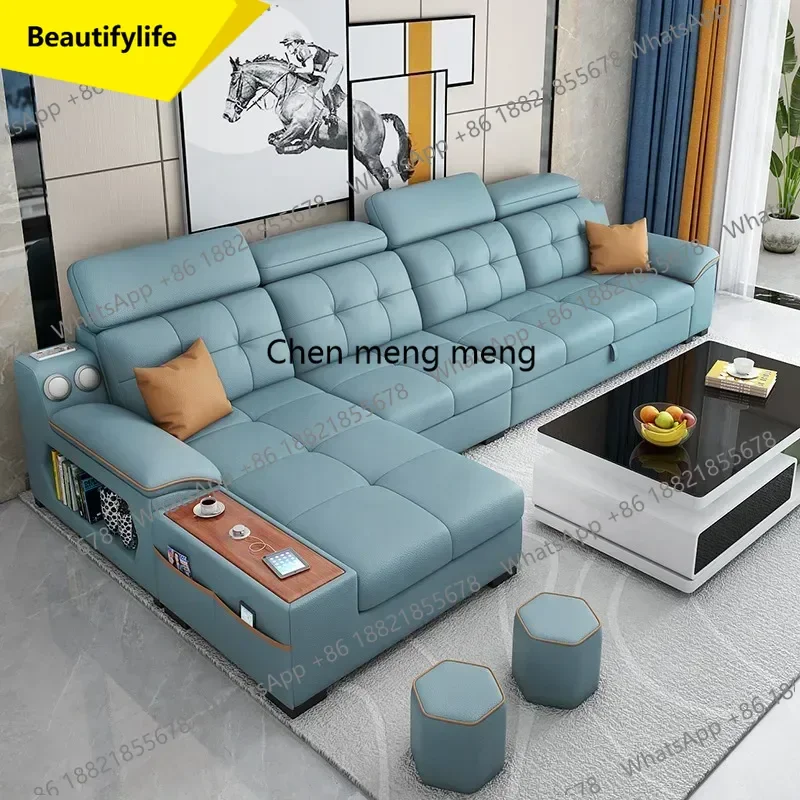 

a38 Leather Luxury Sofa Couple Family Storage Sleeper Relax Sofa Reclining Foldable Muebles Para El Hogar Home Accessories