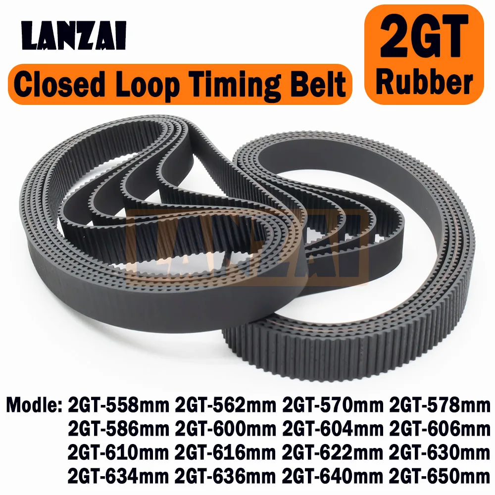 

LANZAI 2GT Rubber Closed Loop Timing Belt C=558 562 570 578 586 600 604 606 610mm W=6/10/15mm 3D Printer 616 622 630 634 636 640