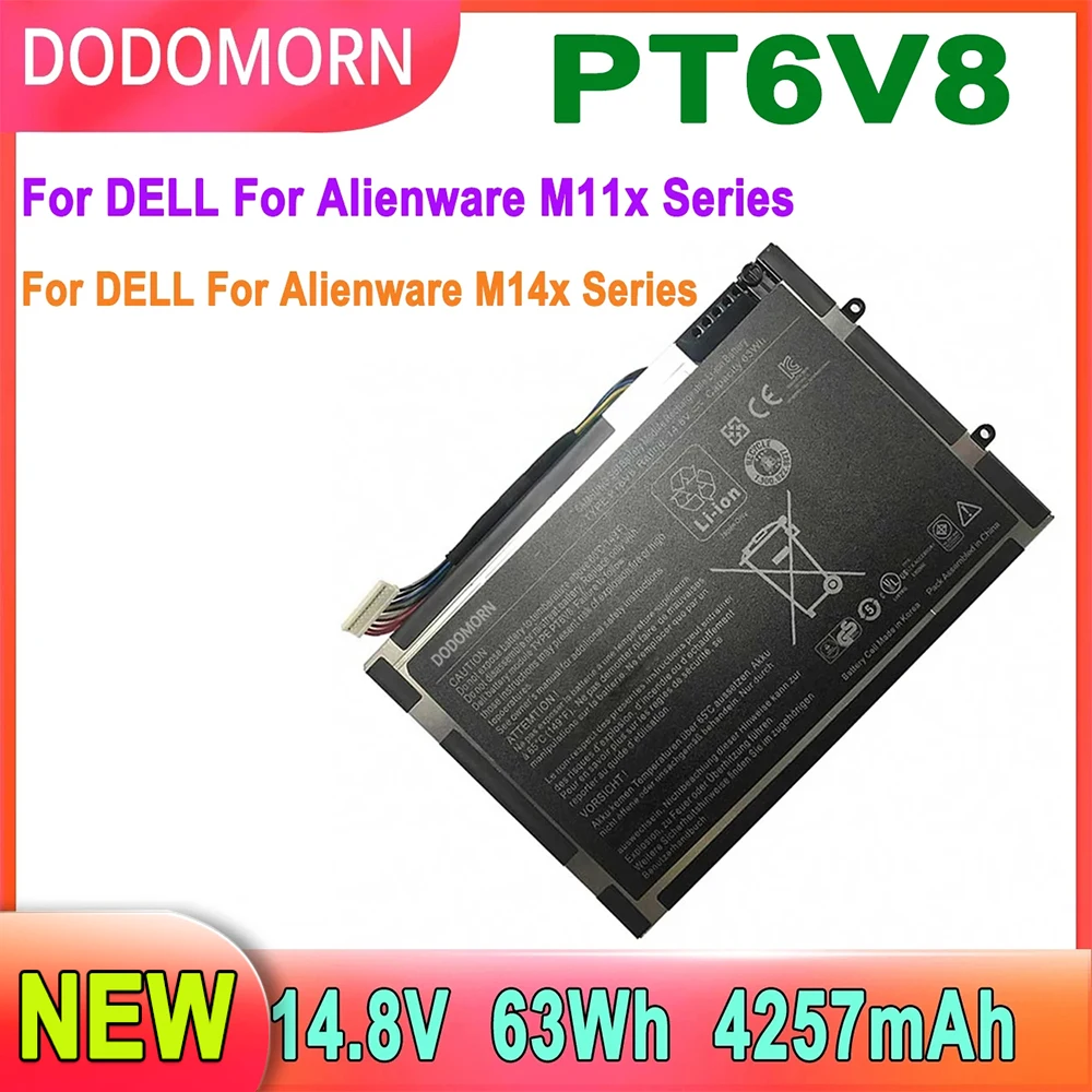 

DODOMORN PT6V8 Laptop Battery For DELL For Alienware M11x M14x R1 R2 R3 Series T7YJR 8P6X6 P18G P06T P06T002 P18G001 Li-ion Pack