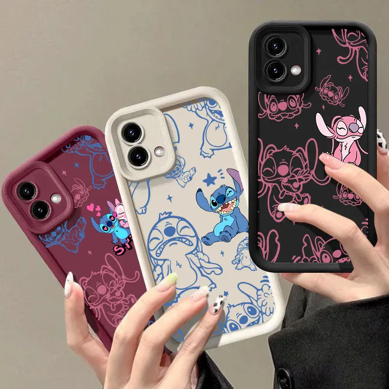 Stitch and Angel Cartoon Phone Case for Motorola Moto G06 G56 G86 G96 G100 Edge 60 70 Fusion 50 Pro 40 Neo G85 G84 G75 G53 Cover view 2