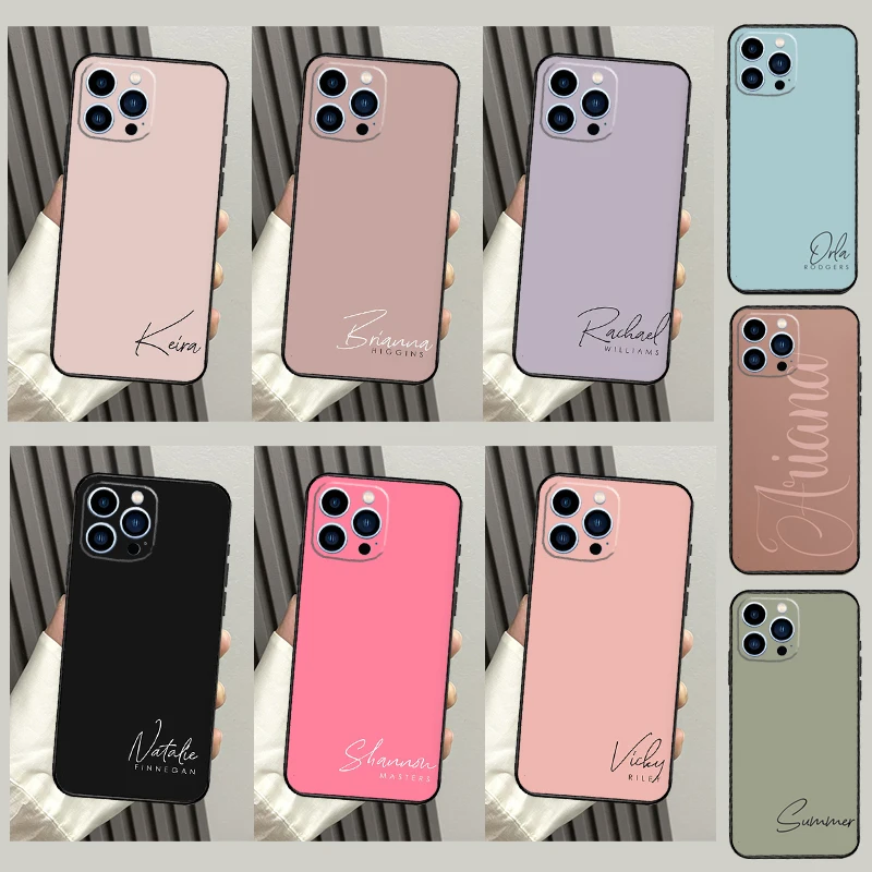 pastel name custom initials Phone Case For iPhone 16 15 13 12 Mini 11 14 Pro Max X XR XS MAX Plus Cover Coque