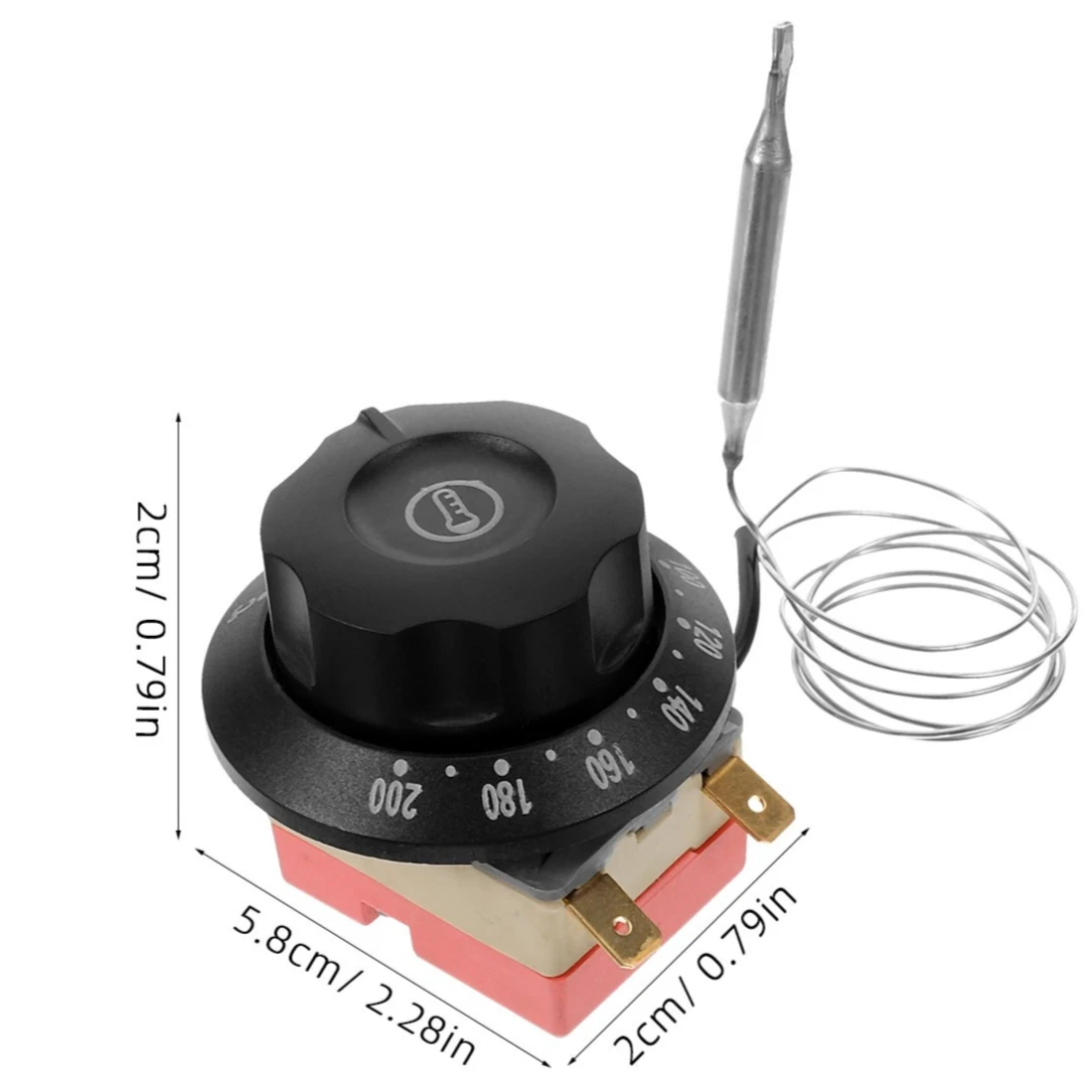 Pokrętło sterujące termostatem 60-200 ° Uniwersalny regulator temperatury do piekarnika elektrycznego i frytkownicy beztłuszczowej, 220V 16A
