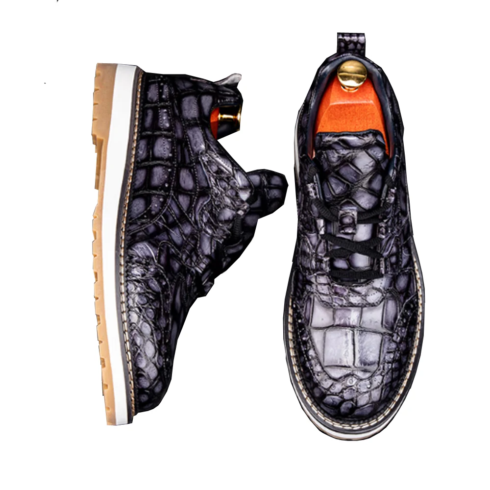 

Yingshang мужская обувь из крокодиловой кожи, модная повседневная обувь ручной работы, мужская новая мужская обувь для отдыха в британском стиле