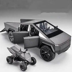 1/24 Cyber Toy truck Pickup Alloy Car Model Diecasts Metal Toy Off-road Vehicles Car Model Simulation Sound and Light Kids Gifts