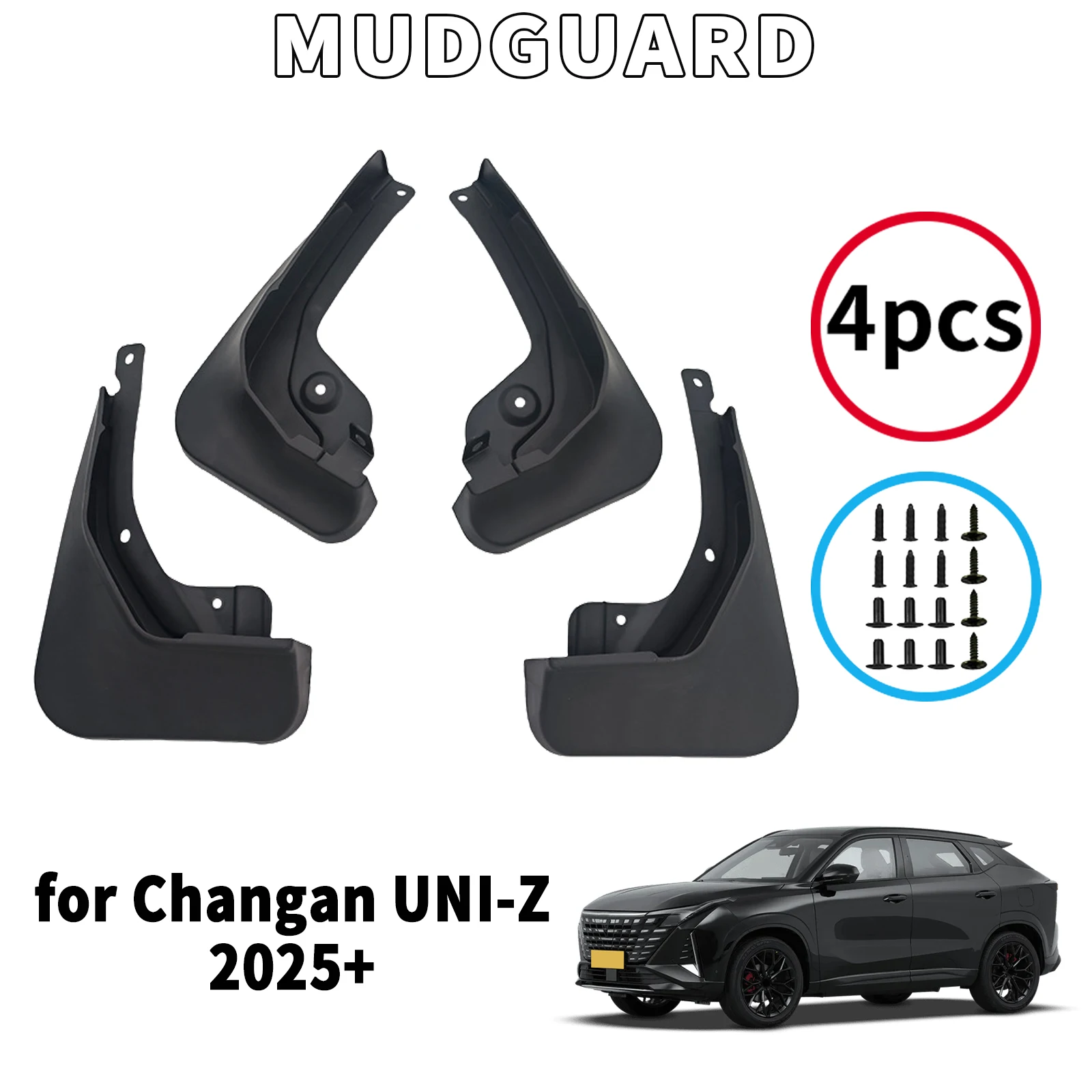 MudFlaps Accessories for Changan UNI-Z 2025 2026 Mudguards Mud Flaps Splash Guards Car Front Rear Wheels Fender