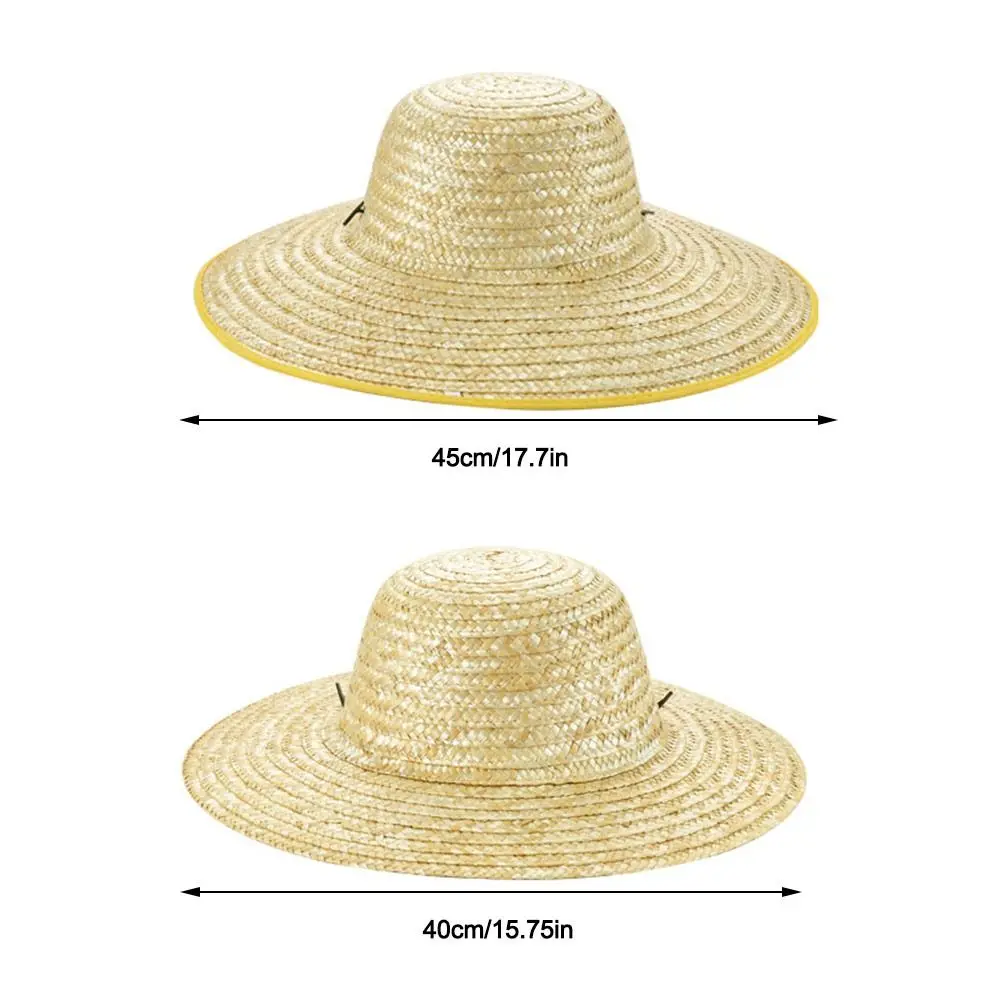 Adjustable Straw Hat Casual Width Brim Sun Protection Beach Hats Breathable Bucket Hat Women Men