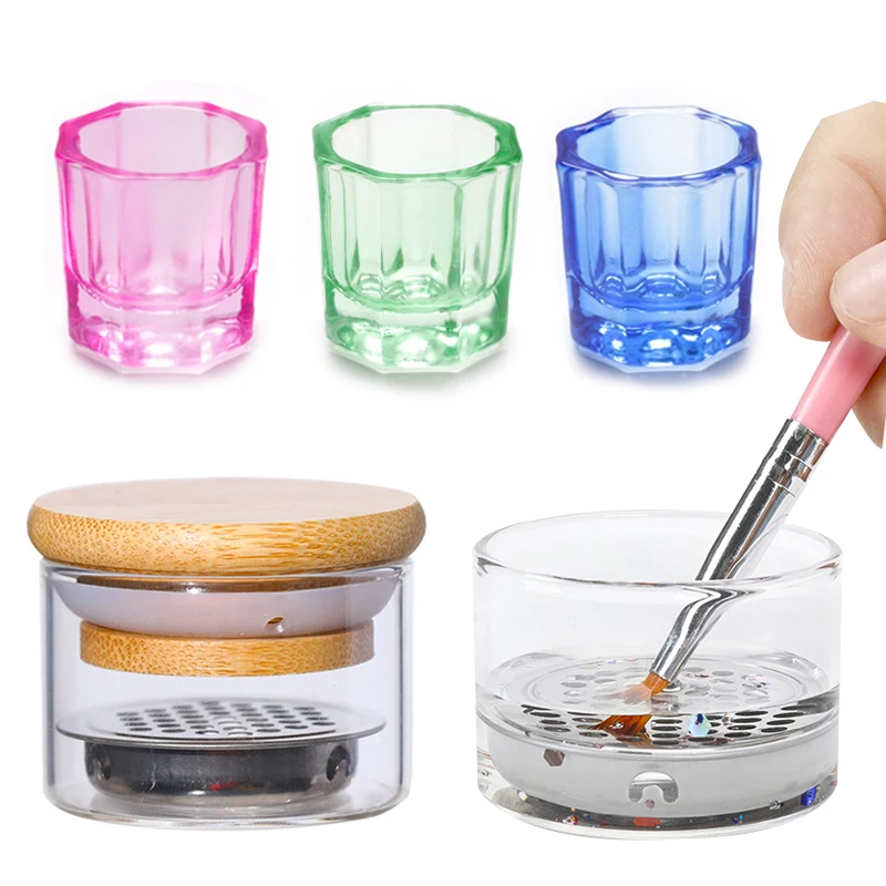 

Nail Wash Pen Cup New Glass Crystal Cup Stainless Steel Mesh Filter Cup Sequin Phototherapy Brush Cleaning Manicure Tool