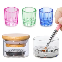 Nail Wash Pen Cup New Glass Crystal Cup Stainless Steel Mesh Filter Cup Sequin Phototherapy Brush Cleaning Manicure Tool