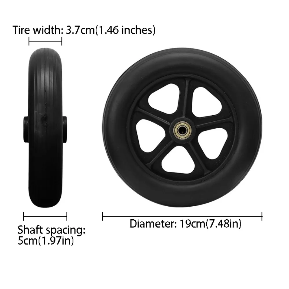 

8 Inch Wheels Wheelchair Front Castor Smooth Flexible Heavy Duty Solid Tire Wheel Durable Rubber Anti Slip