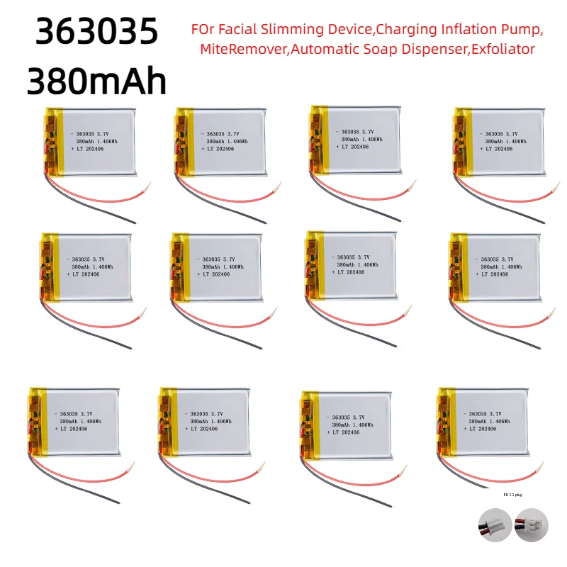 

363035 380mAh 3.7V Lithium Battery Rechargeable Lipo Batteries Inflation Pump Mite Remover Automatic Soap Dispenser Exfoliator