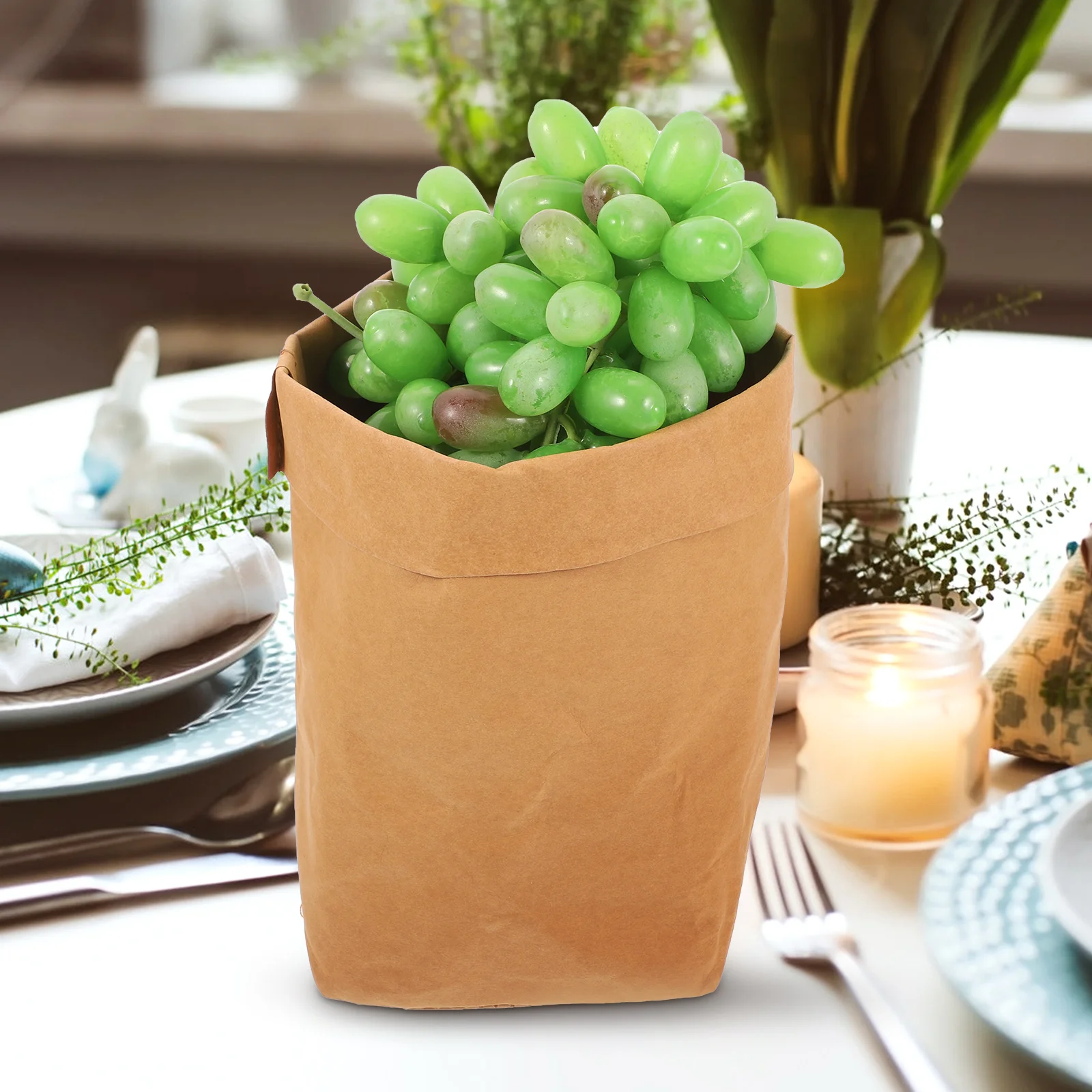 

Kraft Paper Bags 12x12 Brown Tear Resistant Reusable Food Storage Pouches for Bread Fruits Sandwiches Grocery Packaging