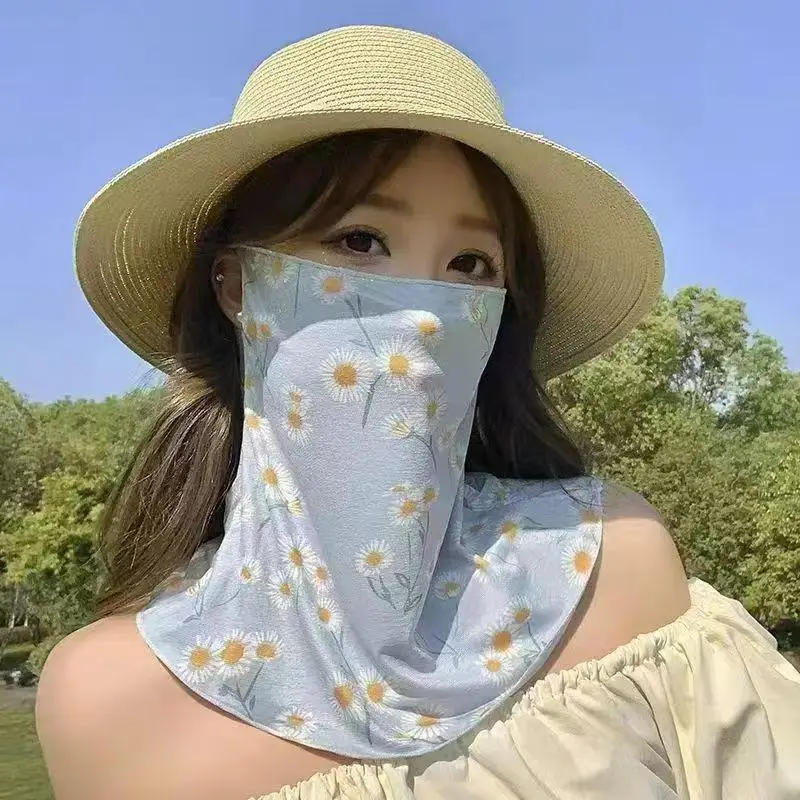 Summer Neck Collar Scarf Sun Protection Mask For Women Driving Cycling UV Resistant Scarf Face Mask Neck Protector Neck Cover