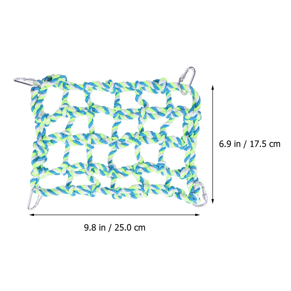 

2 Pcs Parrot Rope Perch Colored Woven Climbing Net Pet Hanging Hamster Birds Hammock