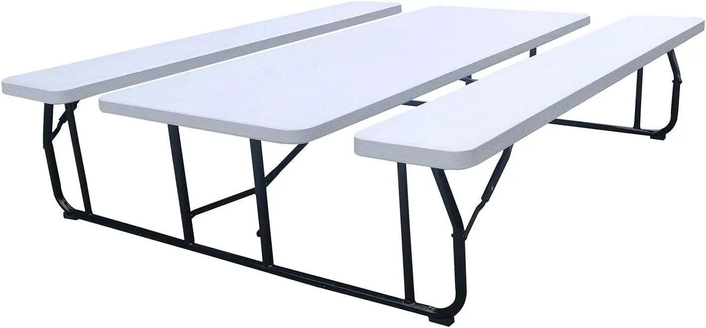 Mesa de Picnic plegable de plástico Industrial, 71 "L, blanco