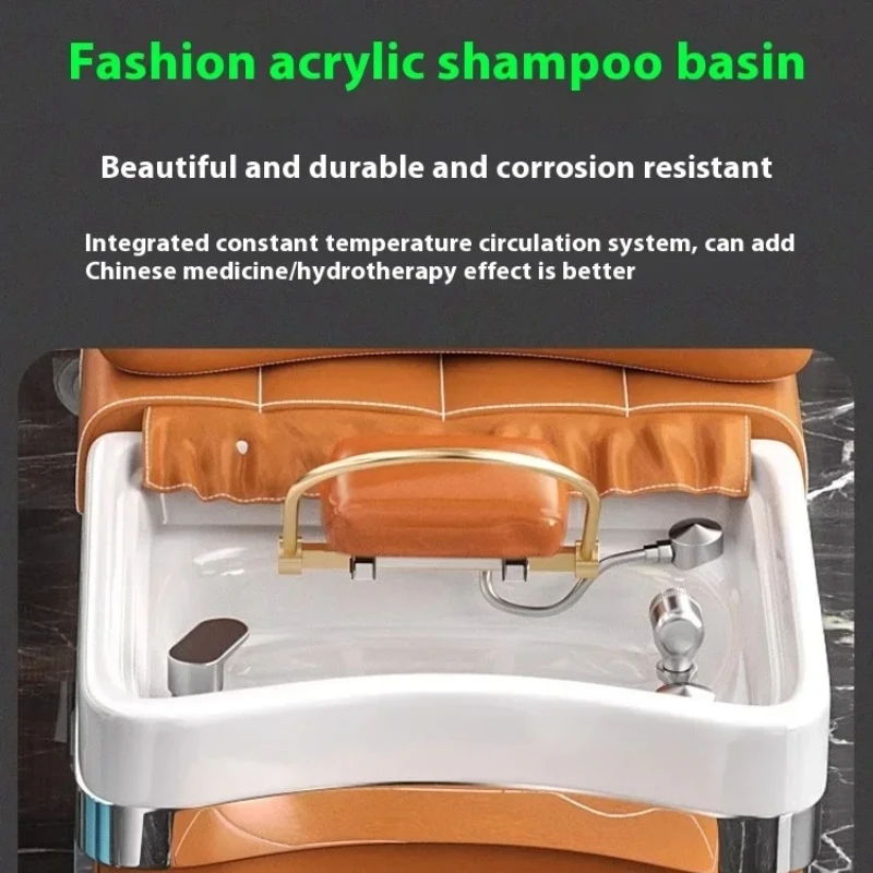 سرير شامبو مريح، مريح، شعر عصري، بسيط، سرير شامبو أنيق، أثاث فاخر عصري من Cadeira De Barbearia